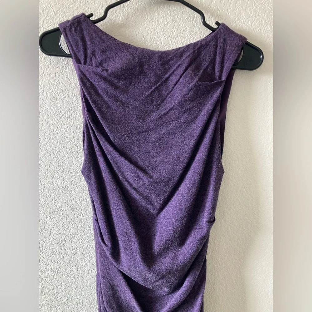 Gorgeous purple sleeveless lined ruched bodycon midi dress Nicole Miller Sz 2 - Picture 12 of 12